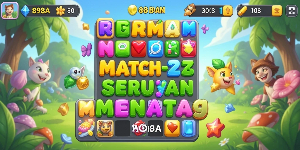 Tangkapan layar permainan 898A menampilkan aksi mencocokkan permata warna-warni.