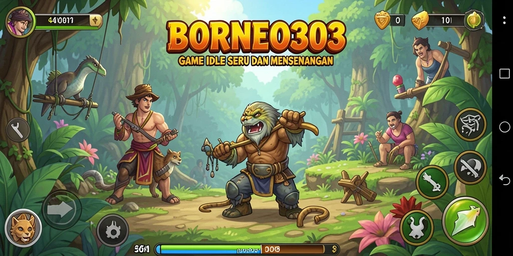 Tampilan gameplay menarik dari BORNEO303 dengan karakter lucu.