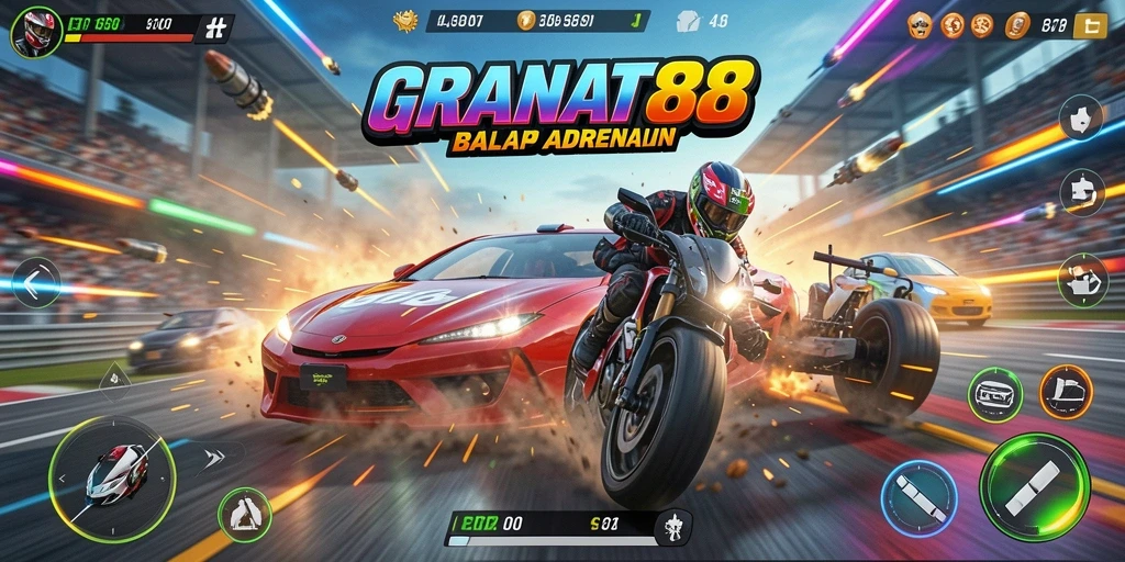 Tampilan gameplay Racing yang seru dan mendebarkan di GRANAT88.