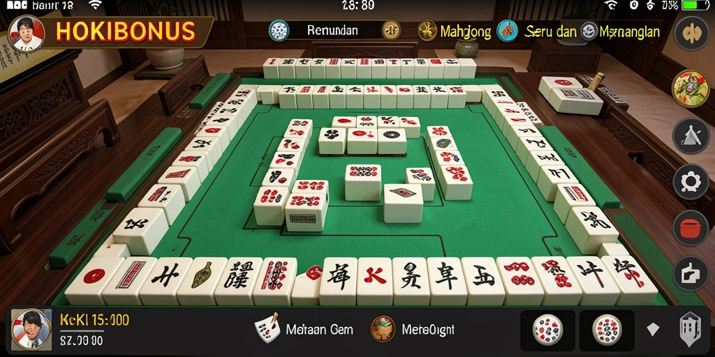 Screenshot gameplay HOKIBONUS menampilkan keseruan bermain Mahjong.