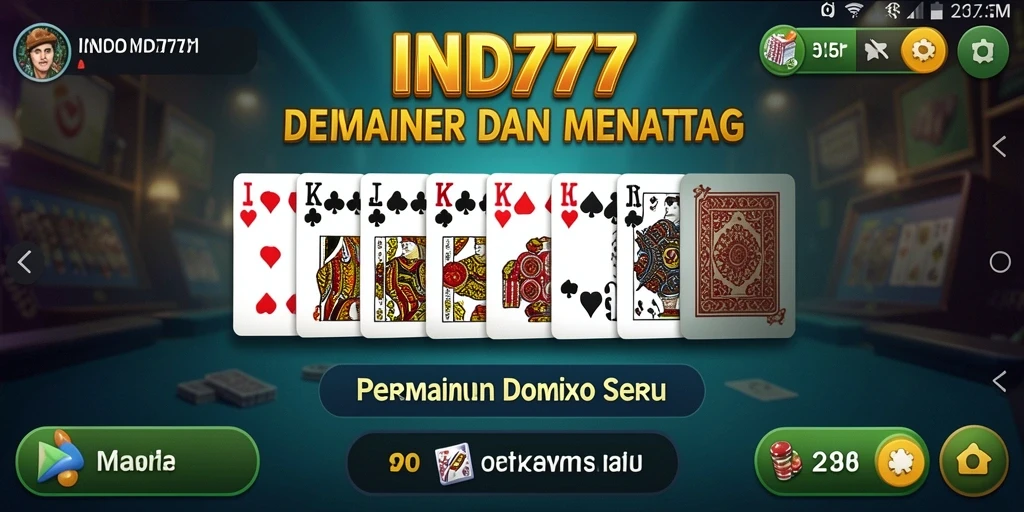 Tampilan utama IND777 menampilkan keseruan permainan Domino yang menarik.