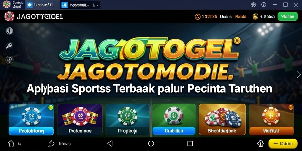 Tampilan utama aplikasi JAGOTOGEL dengan fitur taruhan olahraga.