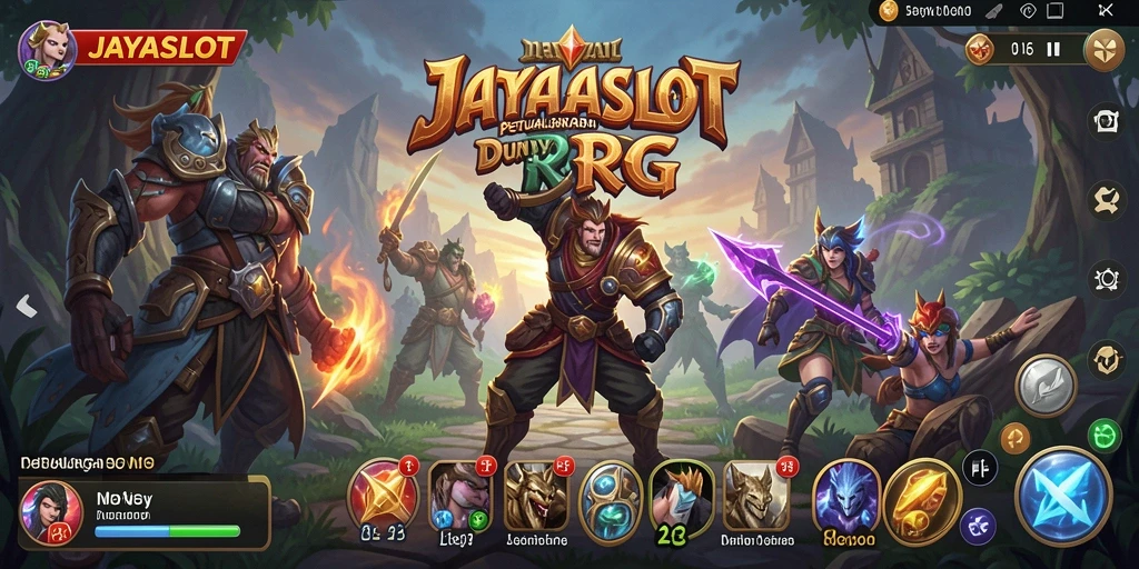 Screenshot utama JAYASLOT menampilkan pertarungan RPG yang mendebarkan.