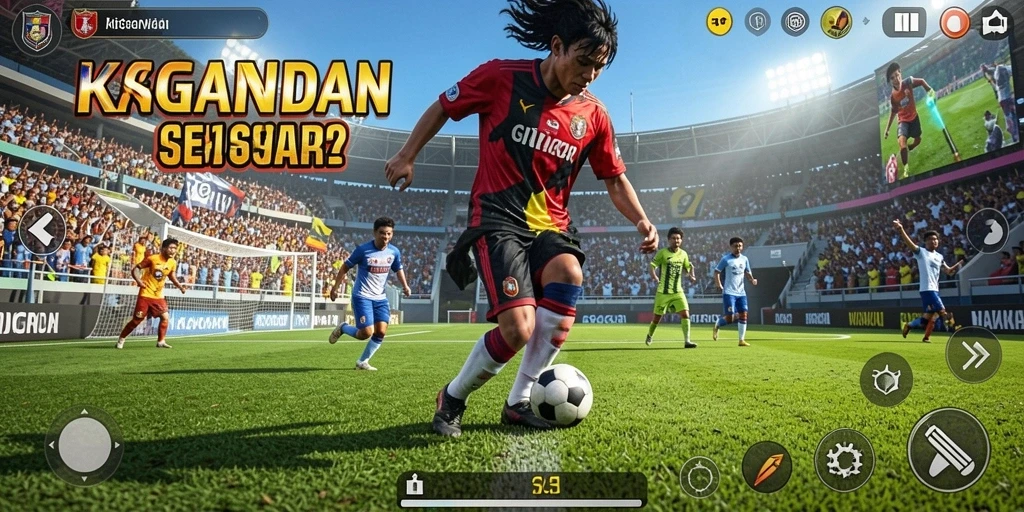 Screenshot KAGANDAN menampilkan aksi seru dalam pertandingan sepak bola.
