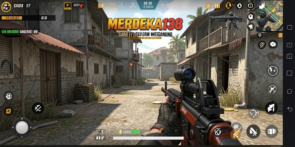 Screenshot gameplay MERDEKA138 menunjukkan aksi seru FPS.