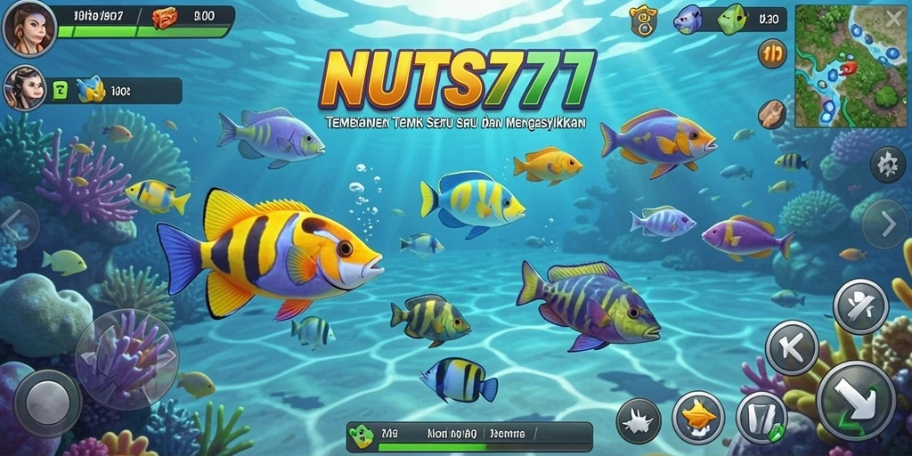 Tampilan gameplay menarik dalam NUTS777 dengan ikan beraneka ragam.