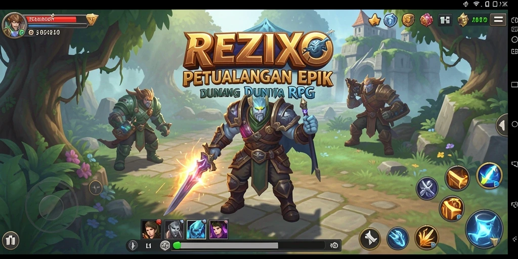 Tampilkan screenshot utama gameplay REZIXO yang menegangkan.
