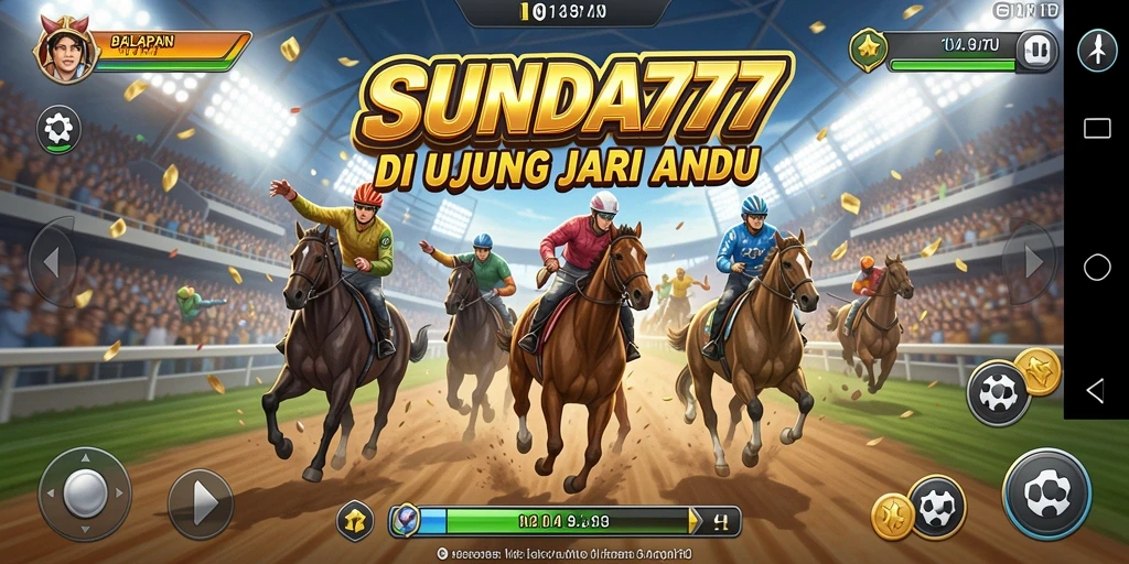 Tangkapan layar menunjukkan gameplay balap yang mendebarkan di SUNDA777.